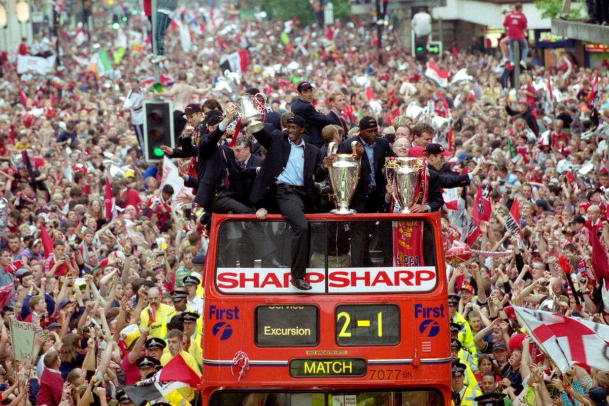 Manchester United historic 1999 Treble patrol (Photo credit: Manchester United media)