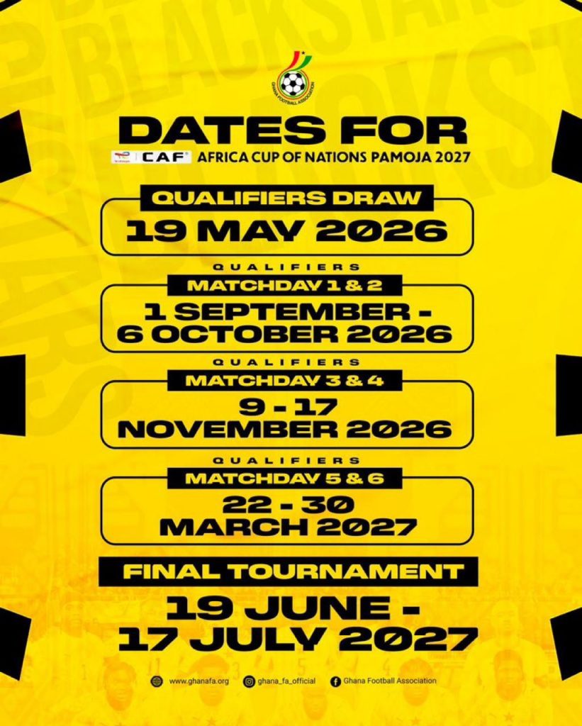 Ghana Set for AFCON 2027 Qualifiers as Draw Date Confirmed (photo credit: Ghana x handle)
