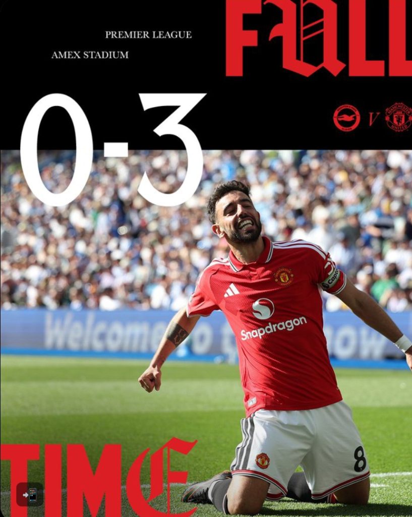 Manchester United beat Brighton 3-0 (photo credit: Manchester United media)