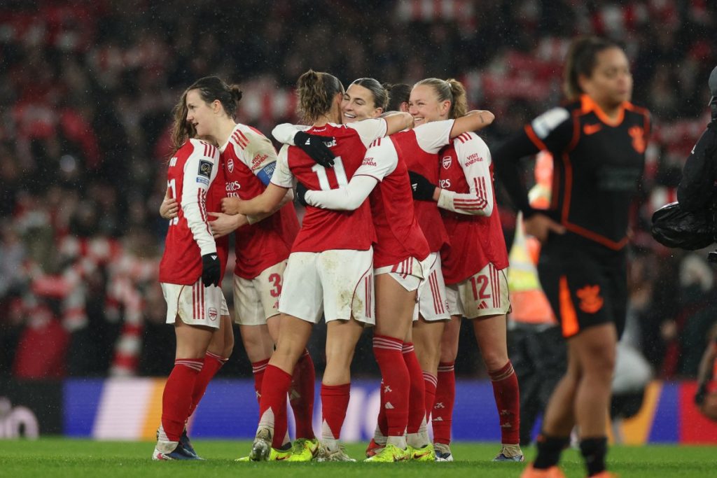 Arsenal women celebrating. (photo credit: arsenal women via x)