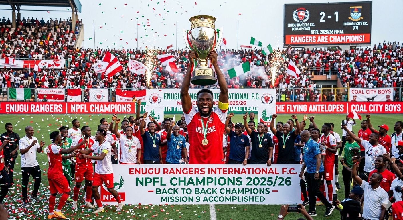 Enugu Rangers International Seal NPFL 2025/26 Title With Final‑Day Victory in Lagos - Photo Credit : Softfootball Media