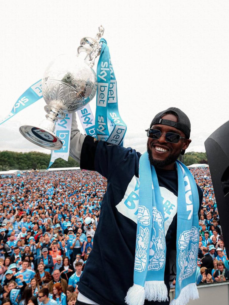 Frank Onyeka Celebrates Coventry City Promotion During Trophy Parade - Photo Credit : Coventry City, X