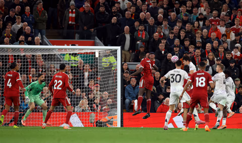 Manchester United's Harry Maguire with the header (Photo credit: reuters media)