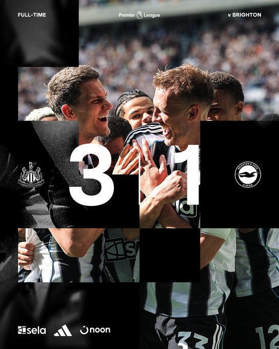 Newcastle 3-1 brighton. (photo credit: newcastle via x)