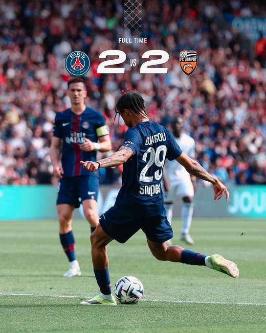 psg 2-2 lorient. (photo credit: psg via x)