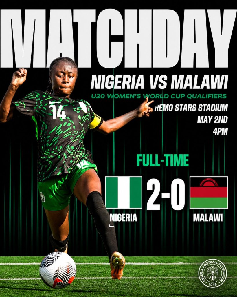 Falconets win the first leg of the @FIFAWWC U20 qualifier- Photo credit: Super_Falcons media