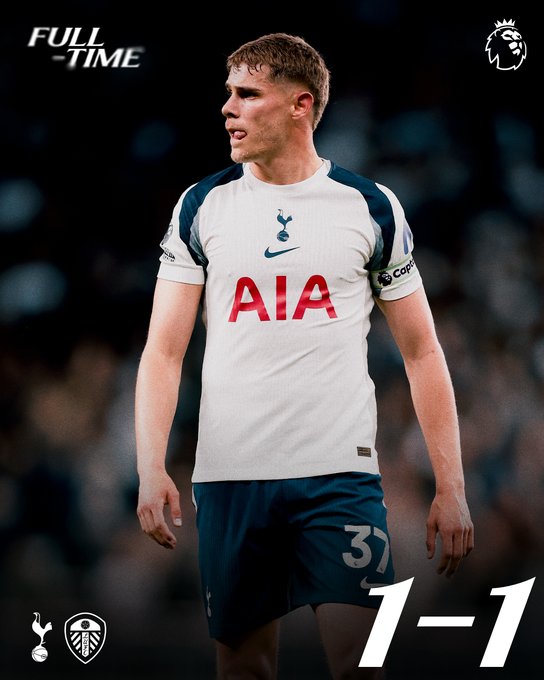 tottenham 1-1 leeds united. (photo credit: tottenham via x)