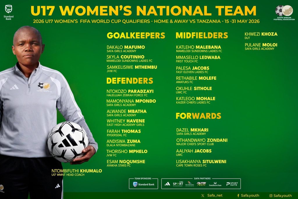 South African Football Association officially announced the final squad for the South Africa women's national under-17 football team- Photo credit: SAFA media