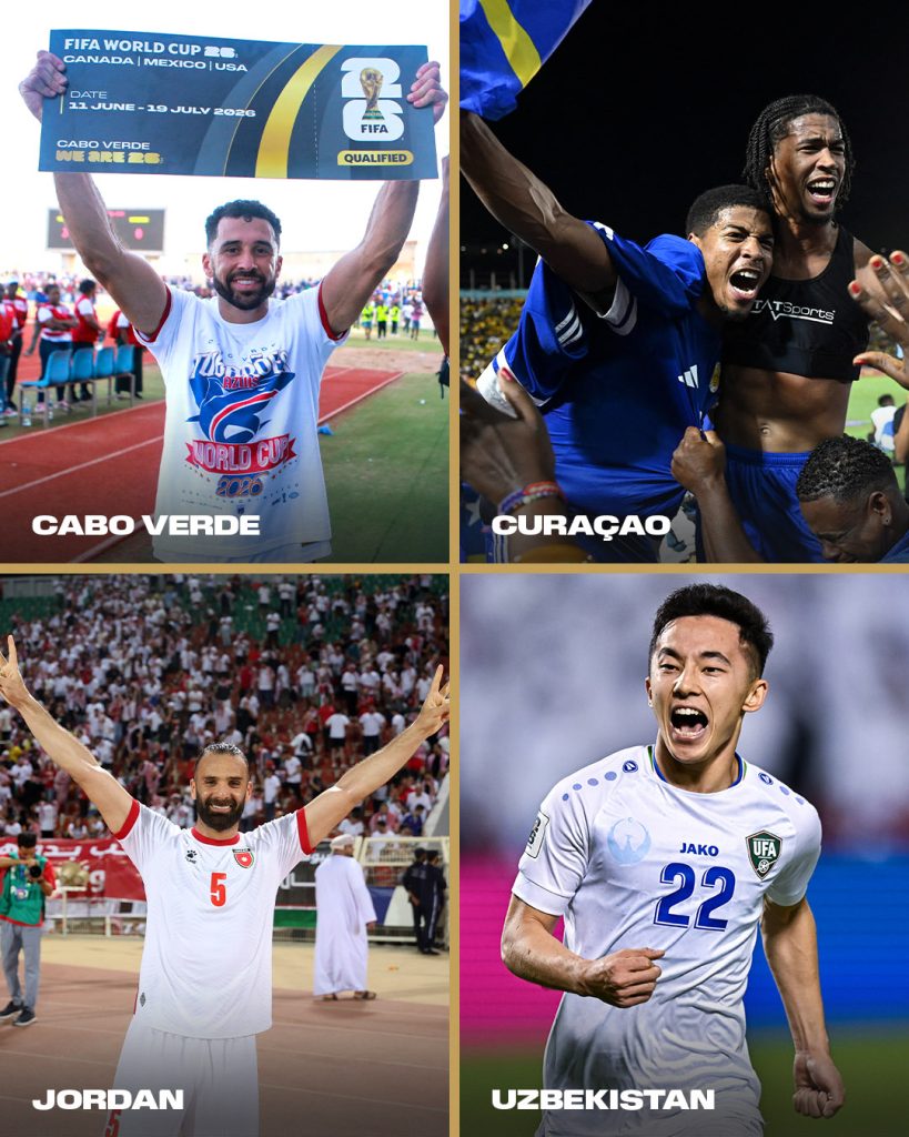 FIFA officially highlighted Cabo Verde, Curaçao, Jordan, and Uzbekistan as the four nations set to make their historic debuts at the 2026 FIFA World Cup- Photo credit: FIFA media