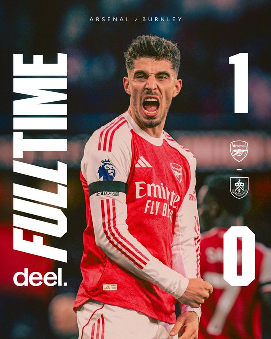 Arsenal 1-0 burnley. (photo credit: arsenal via x)
