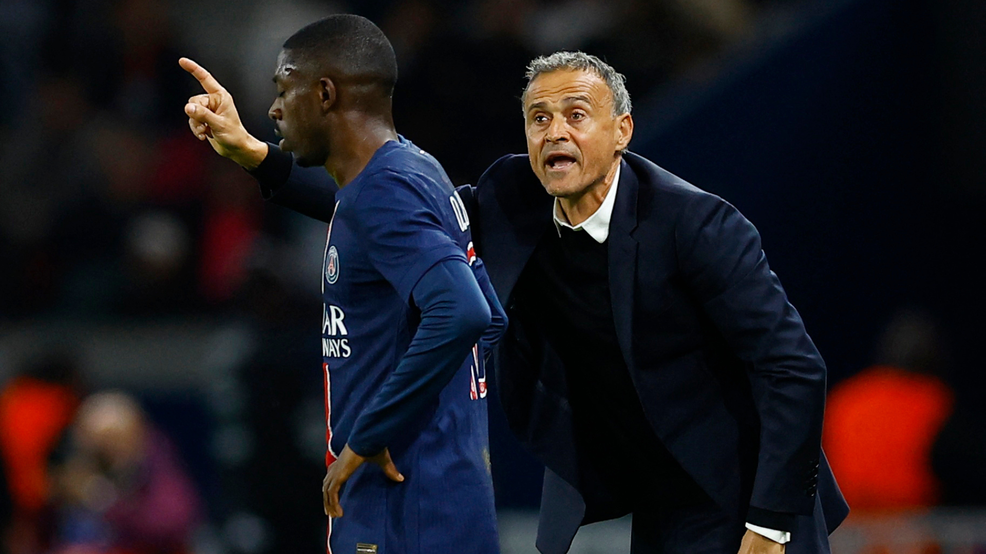 Luis Enrique gibing Ousmane Dembélé instructions - Photo Credit : BeIN SPORTS