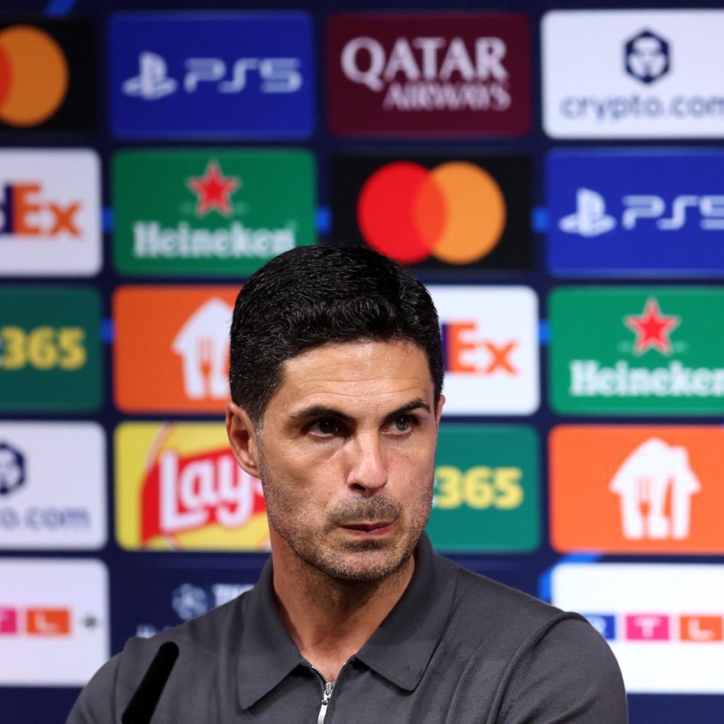 Mikel Arteta, Speaking to the media after lossing to PSG in the 2025:26 Champions league final - Photo Credit : Fabrizio Romano, X