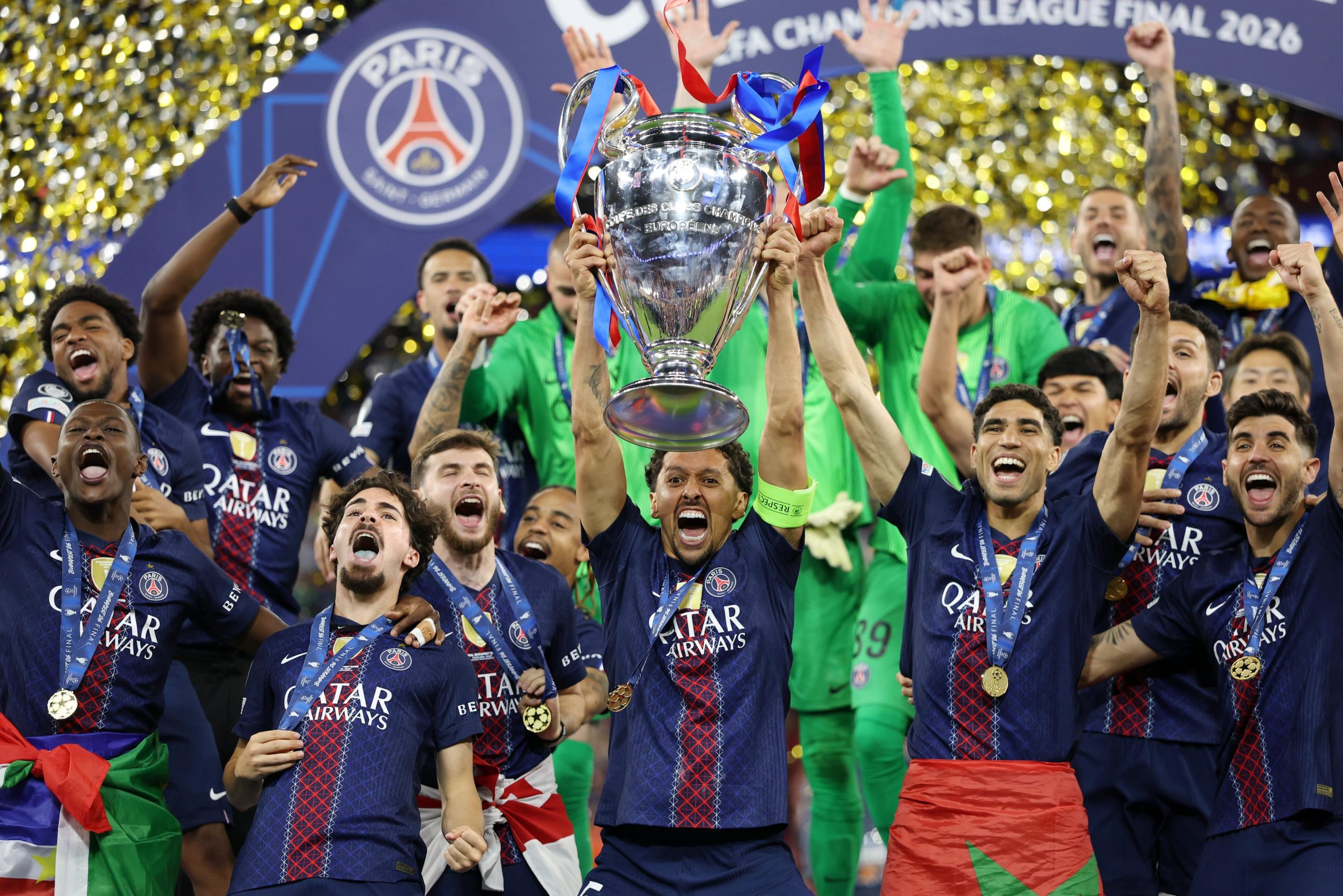 Paris Saint-Germain lift the Champions League trophy… again! - Photo Credit : Paris Saint Germain, X