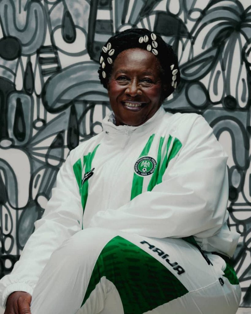 Patience Ozokwo Models New 2026 Super Eagles Streetwear Jersey Designed by Slawn and Nike - Photo Credit : Patience Ozokwo, Facebook