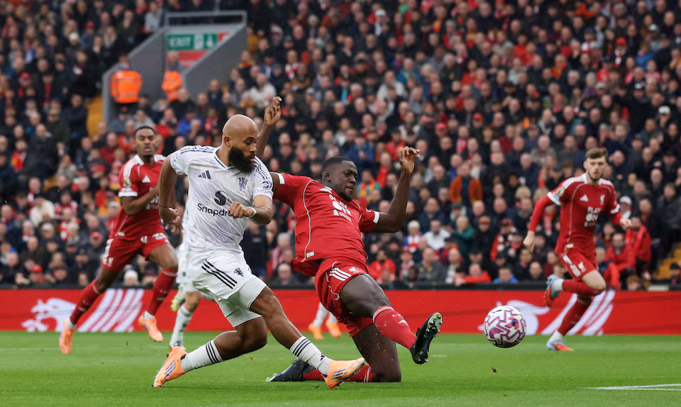 Manchester United's Bryan Mbeumo scores their first goal (Photo credit: reuters media)
