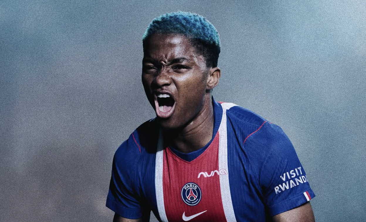 Super Falcons Captain Rasheedat Ajibade Models PSG Féminine 2026/27 Home Kit - Photo Credit : Paris Saint-Germain, X