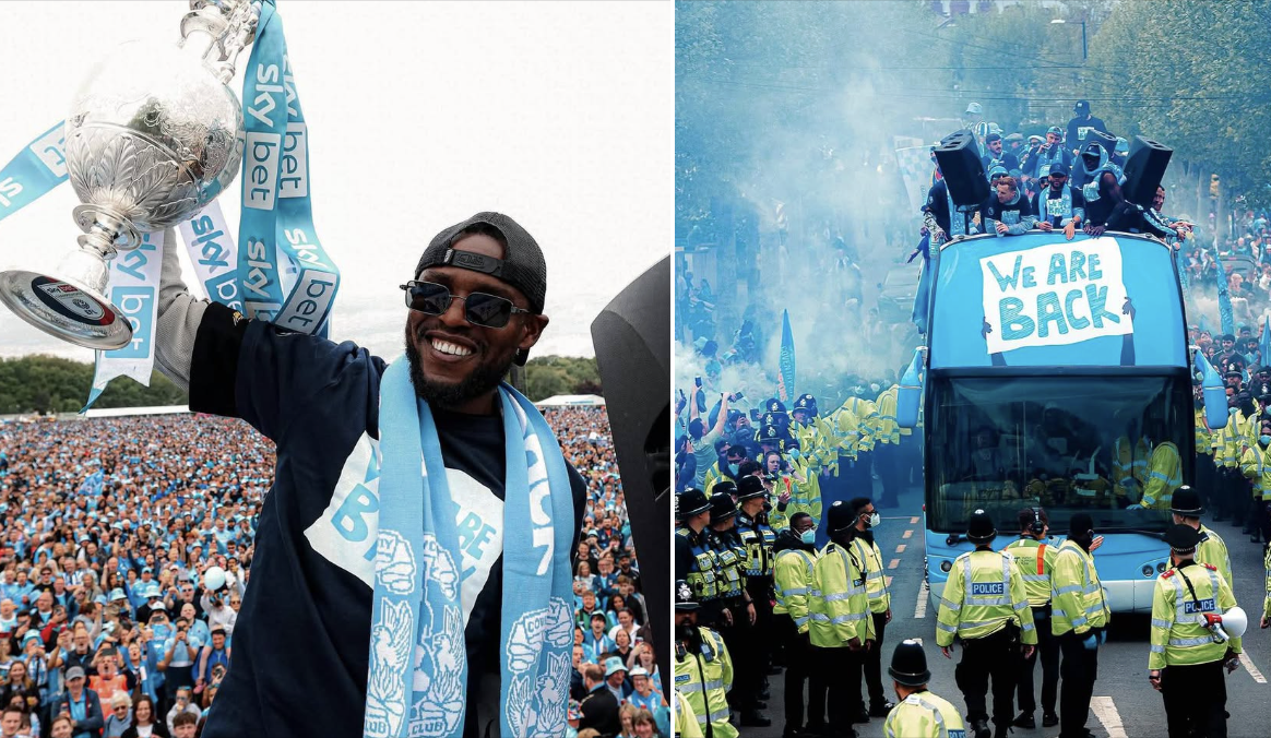Frank Onyeka Celebrates Coventry City Promotion During Trophy Parade - Photo Credit : Coventry City, X