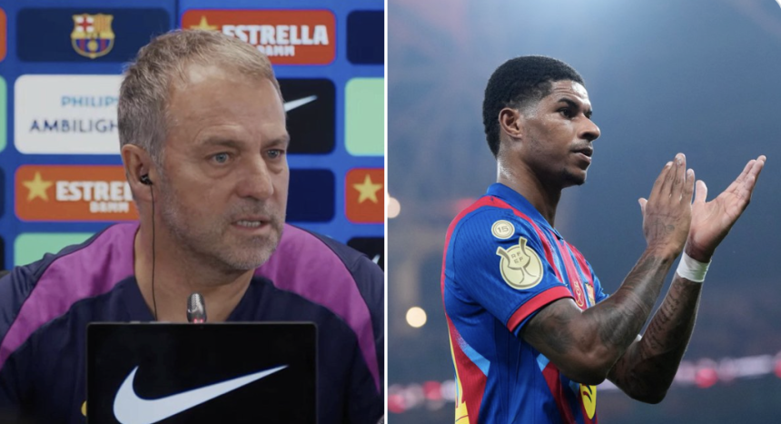 Hansi Flick & Marcus Rashford - Photo Credit : Fabrizo Romano, X
