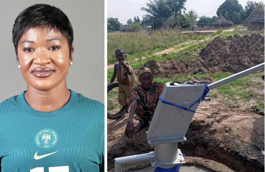 Super Falcons Star Francisca Ordega Donates Borehole To Benue Community - Photo Credit : Softfootball Media