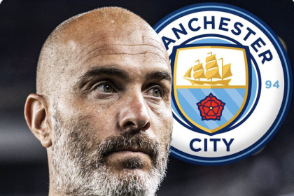 Enzo Maresca and Manchester City Logo - Photo Credit : Fabrizio Romano, X