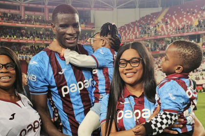 Paul Onuachu’s mum after Trabzonspor’s Turkish Cup triumph last night - Photo Credit : Julie Sports