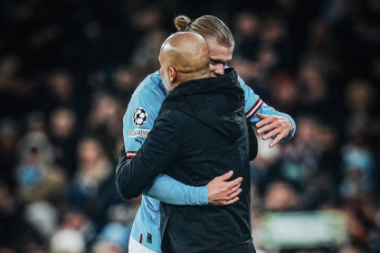 Erling Haaland hugging Pep Guardiola - Photo Credit : Fabrizio Romano