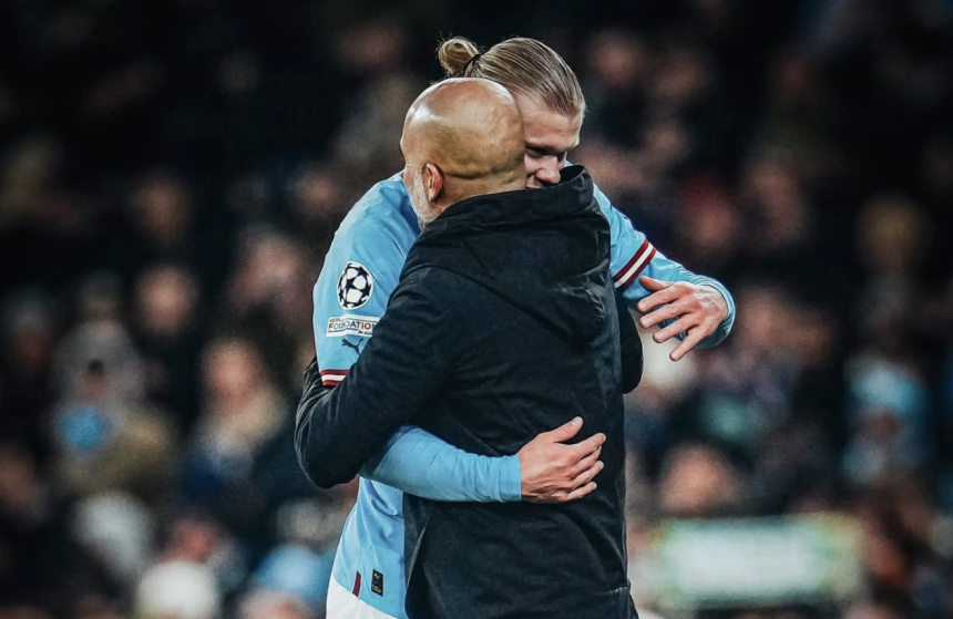 Erling Haaland hugging Pep Guardiola - Photo Credit : Fabrizio Romano