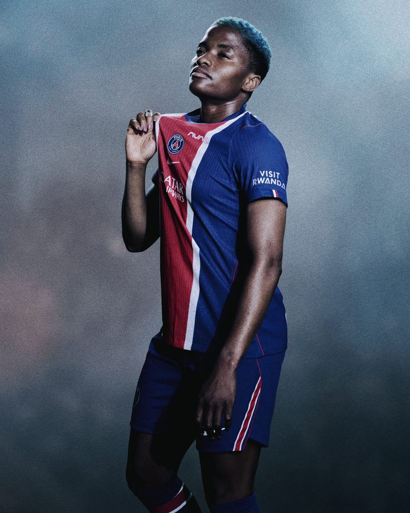 Super Falcons Captain Rasheedat Ajibade Models PSG Féminine 2026/27 Home Kit - Photo Credit : Paris Saint-Germain, X