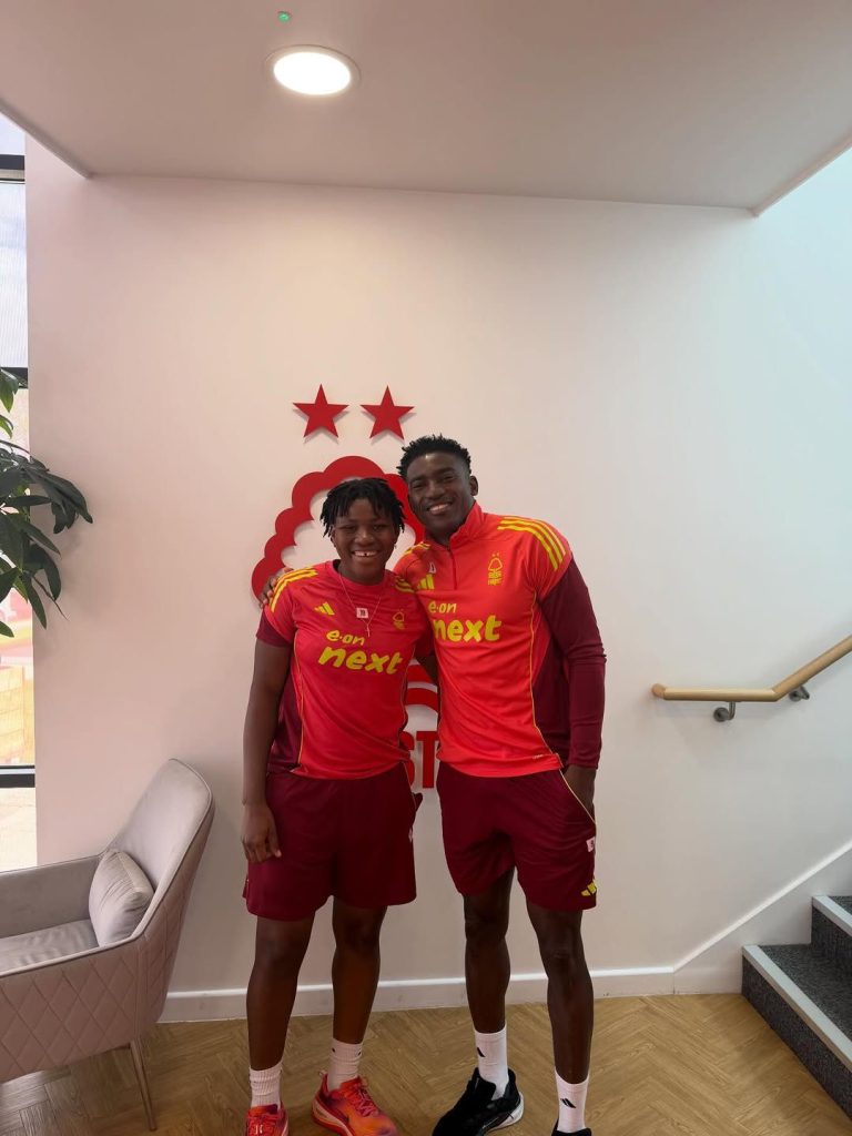Taiwo Awoniyi Links Up With Super Falcons Star Joy Omewa At Nottingham Forest - Photo Credit : Julie Sports, Facebook