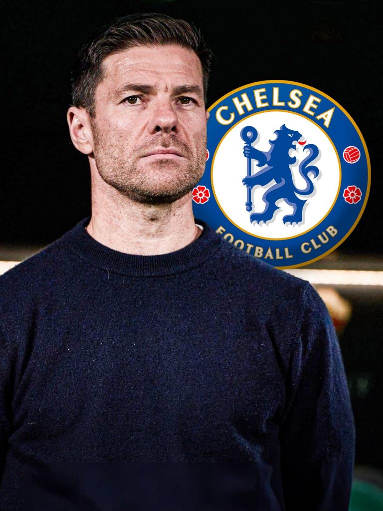 Xabi Alonso and chelsea Logo - Photo Credit : Fabrizio Romano, X
