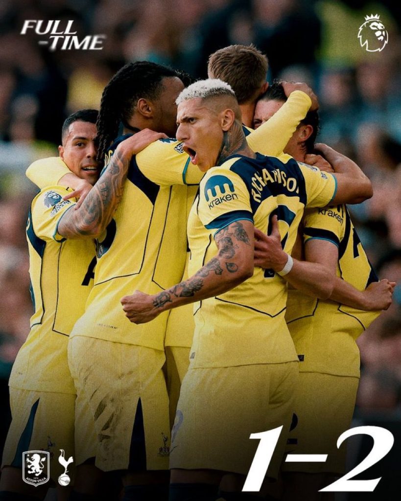 Tottenham moved out of the relegation zone with a vital 2-1 win over Aston Villa (Photo credit: Tottenham media)