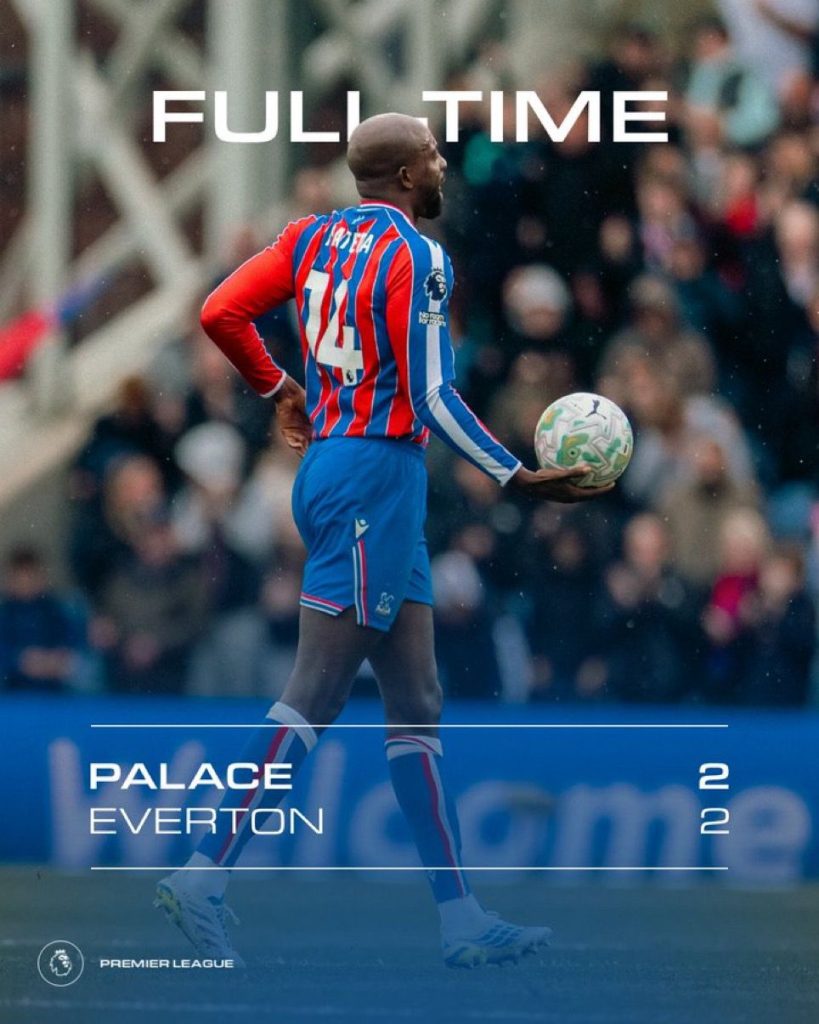 MATETA hits place to a 2-2 draw against Everton (Photo credit: crystal palace media)