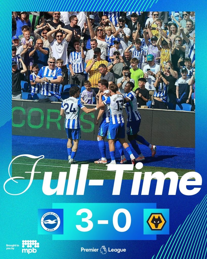 Brighton 3-0 wolves. (photo credit: brighton via x)