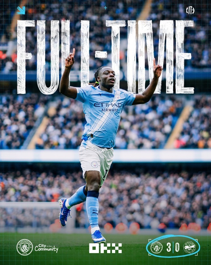 Man city 3-0 brentford. (photo credit: man city via x)