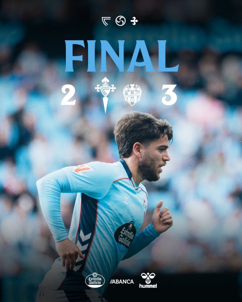 Celta vigo 2-3 levante. (photo credit: celta via x)