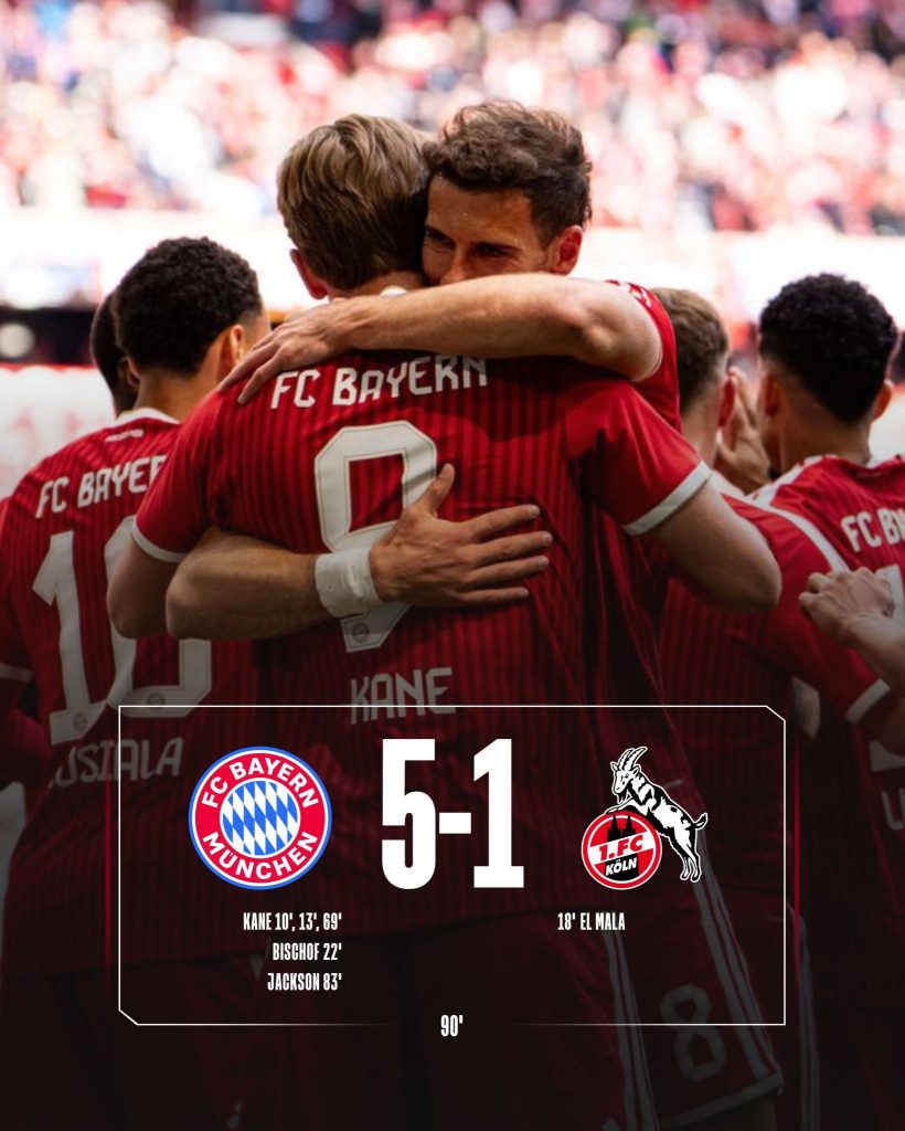 bayern munich 5-1 koln. (photo credit: bayern munich via x)