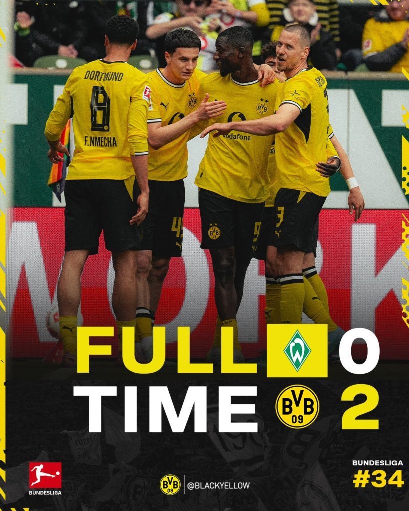 Dortmund 2-0 werder Bremen.(photo credit: Dortmund via x)