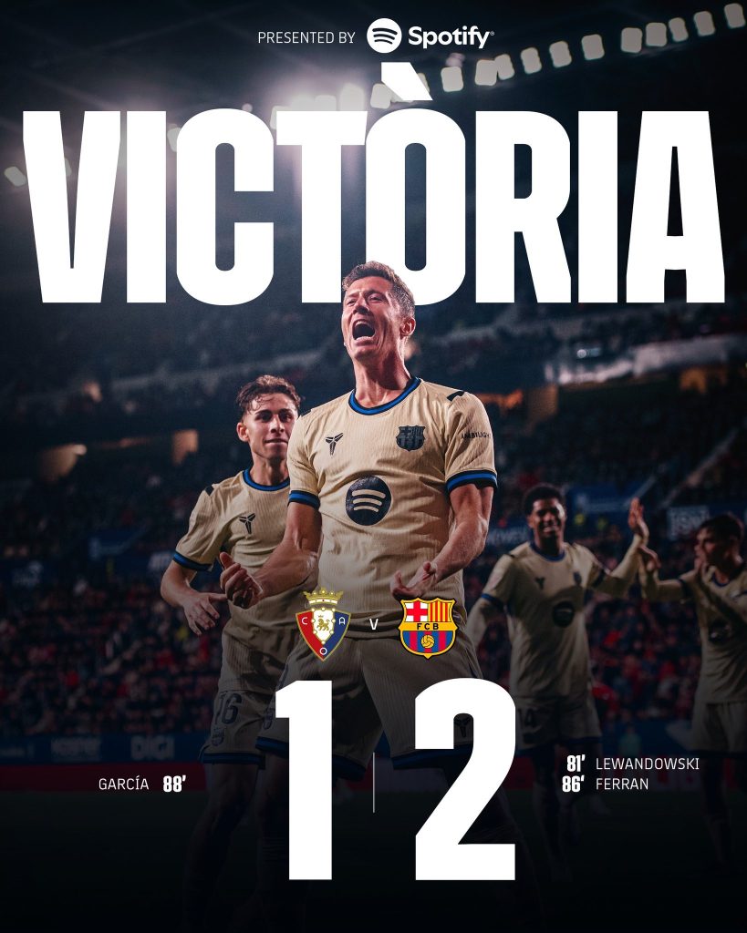 Osasuna 1-2 Barcelona. (photo credit: barcelona via x)