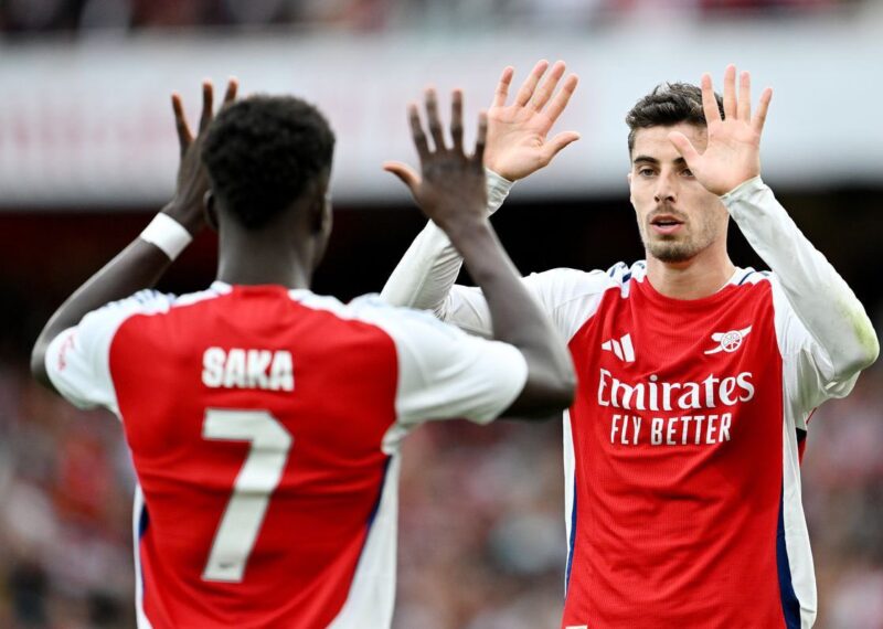 saka and Havertz . (photo credit: mirror media)