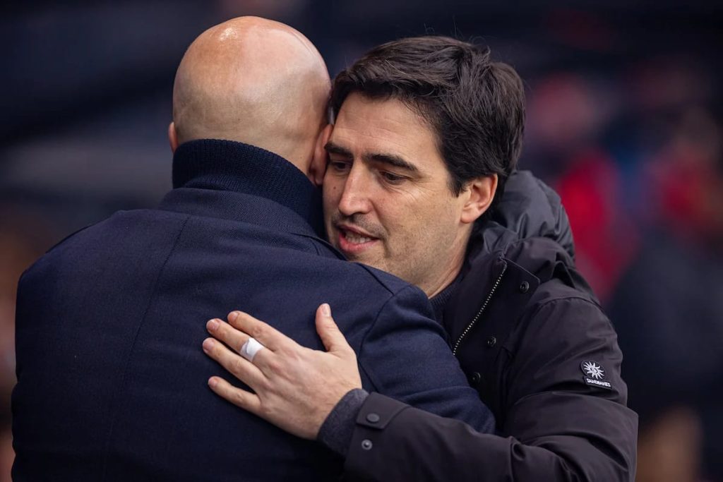 Andoni Iraola and Arne slot (Photo credit: Anfield media)