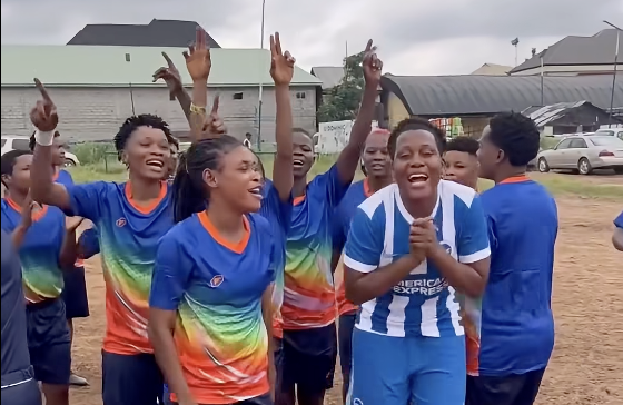 Chiamaka Nnadozie Joins Street Football Session, Plays as Striker in Lively Community Moment - Photo Credit : Softfootball Media