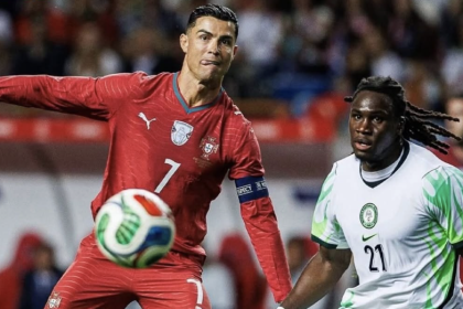 Cristiano Ronaldo against Calvin Bassey during Portual 2:1 win over Nigeria in June 2026 friendlies - Photo Credit : Julie Sports, Facebook