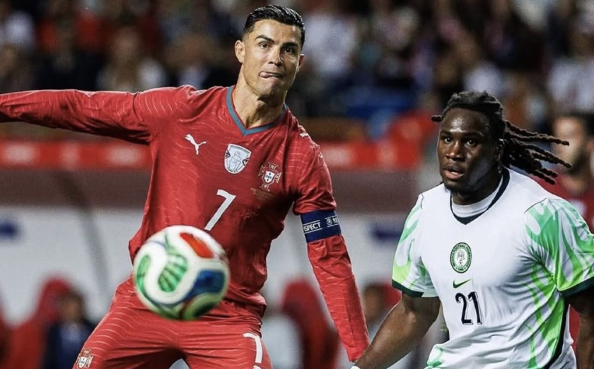 Cristiano Ronaldo against Calvin Bassey during Portual 2:1 win over Nigeria in June 2026 friendlies - Photo Credit : Julie Sports, Facebook
