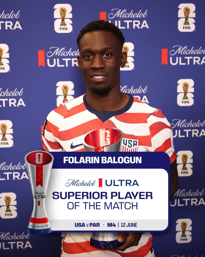Folarin Balogun is the
@MichelobUltra
Superior Player of the Match! - Photo Credit : FIFA World Cup, X