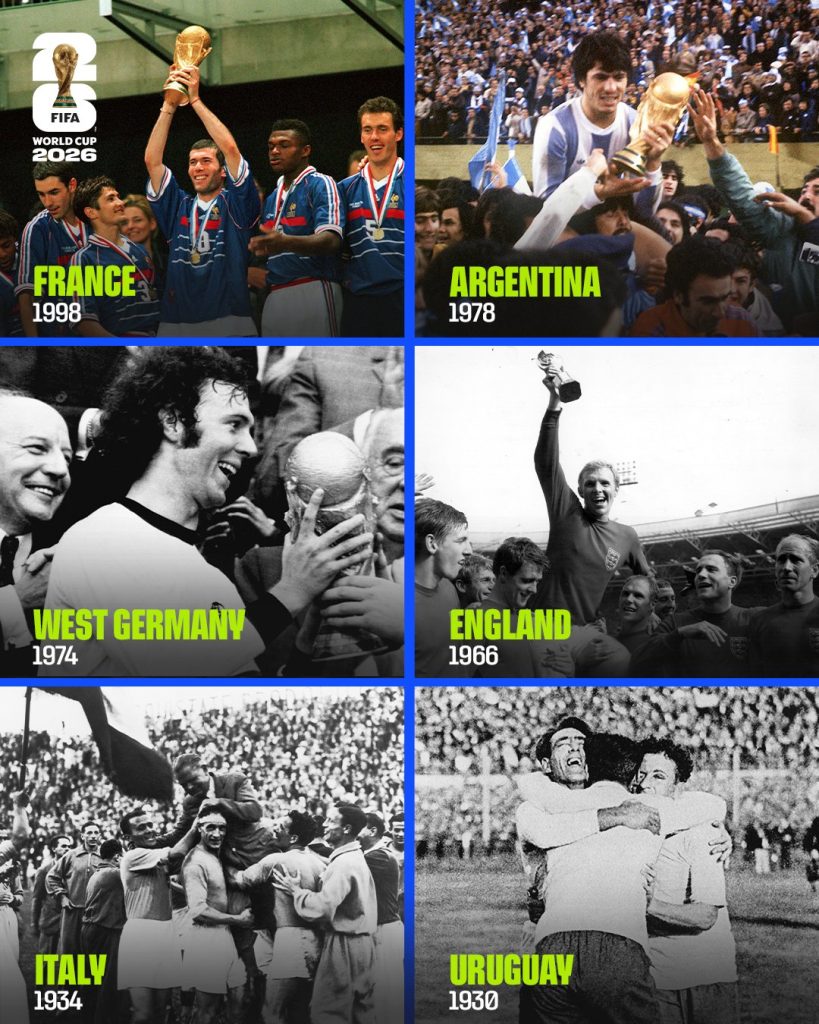 Six nations that have won the FIFAWorldCup
as tournament hosts- Photo credit: FIFA media