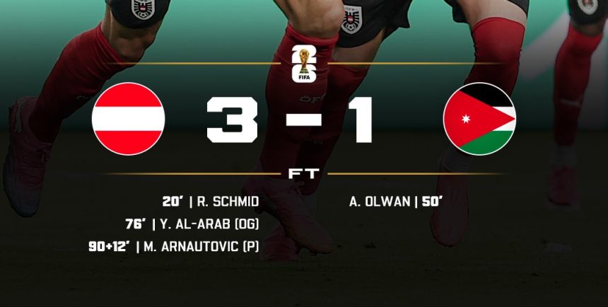 Austria beat Jordan in their opening World Cup game- Photo credit: X media
