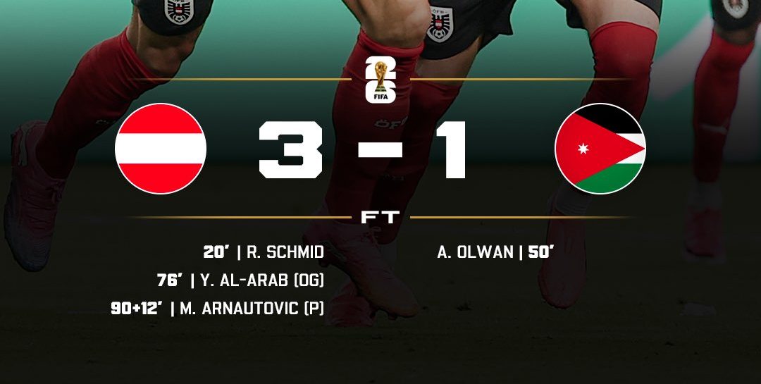 Austria beat Jordan in their opening World Cup game- Photo credit: X media