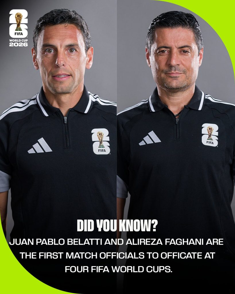 Juan Pablo Belatti and Alireza Faghani set to become the first match officials in history to work at four FIFA World Cup tournaments- Photo credit: FIFA media