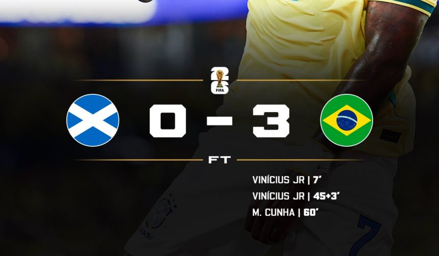 Brazil secured qualification to the Round of 32 at the 2026 FIFA World Cup after a convincing 3-0 victory over Scotland- Photo credit: X media