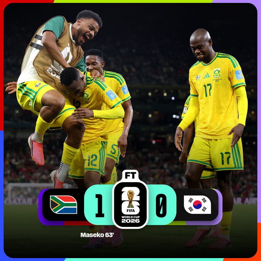 South Africa beat South Korea and fly to next World Cup round- Photo credit: FIFA media